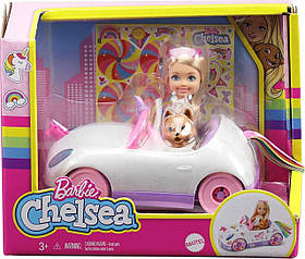 Набір Barbie Кабріолет єдиноріг лялька Челсі Барбі з наклейками машина GXT41 оригінал