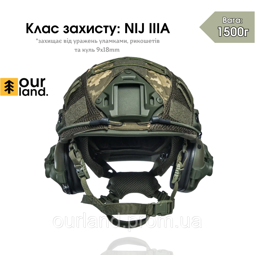 ТОП ПРОДАЖ! Комплект шлем (каска) Fast NIJ IIIA с активными наушниками Earmor M31 с креплением Чебурашки. - фото 4 - id-p2140086327