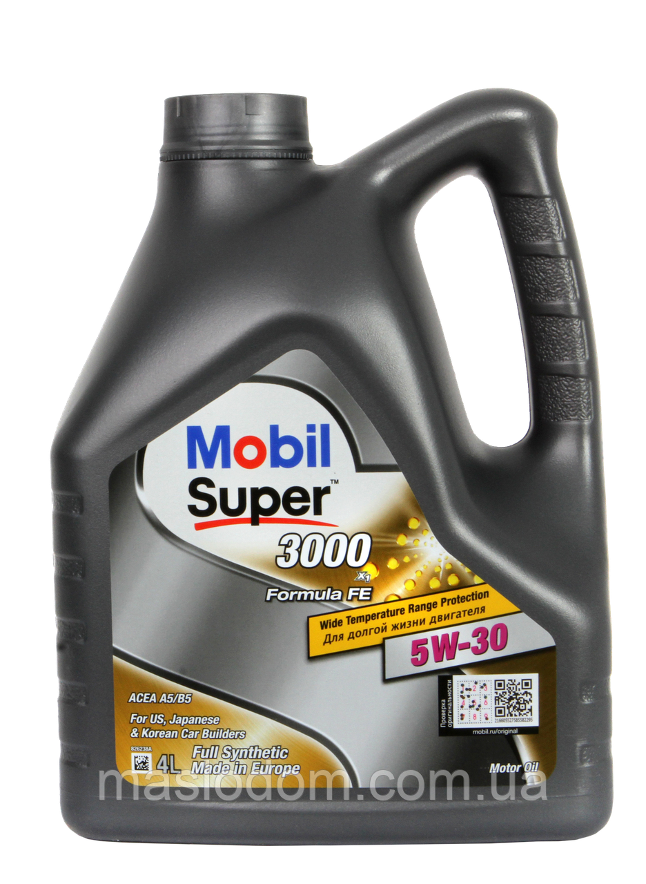 Моторне масло Mobil Super 3000 X1 FE 5w-30 4л доставка укрпоштою 0 грн