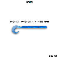 Cиликоновые приманки, твистер «Worm Twister 1,7 » ( 45 мм) 20 шт, цвет: ( Голубой #3)