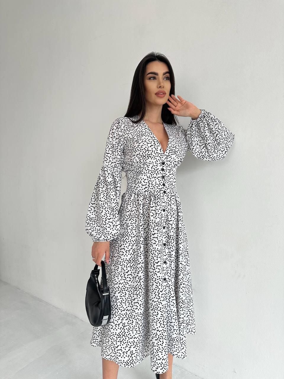 Сукня жіноча із софту принт сердечки довжина міді (Норма), фото 1