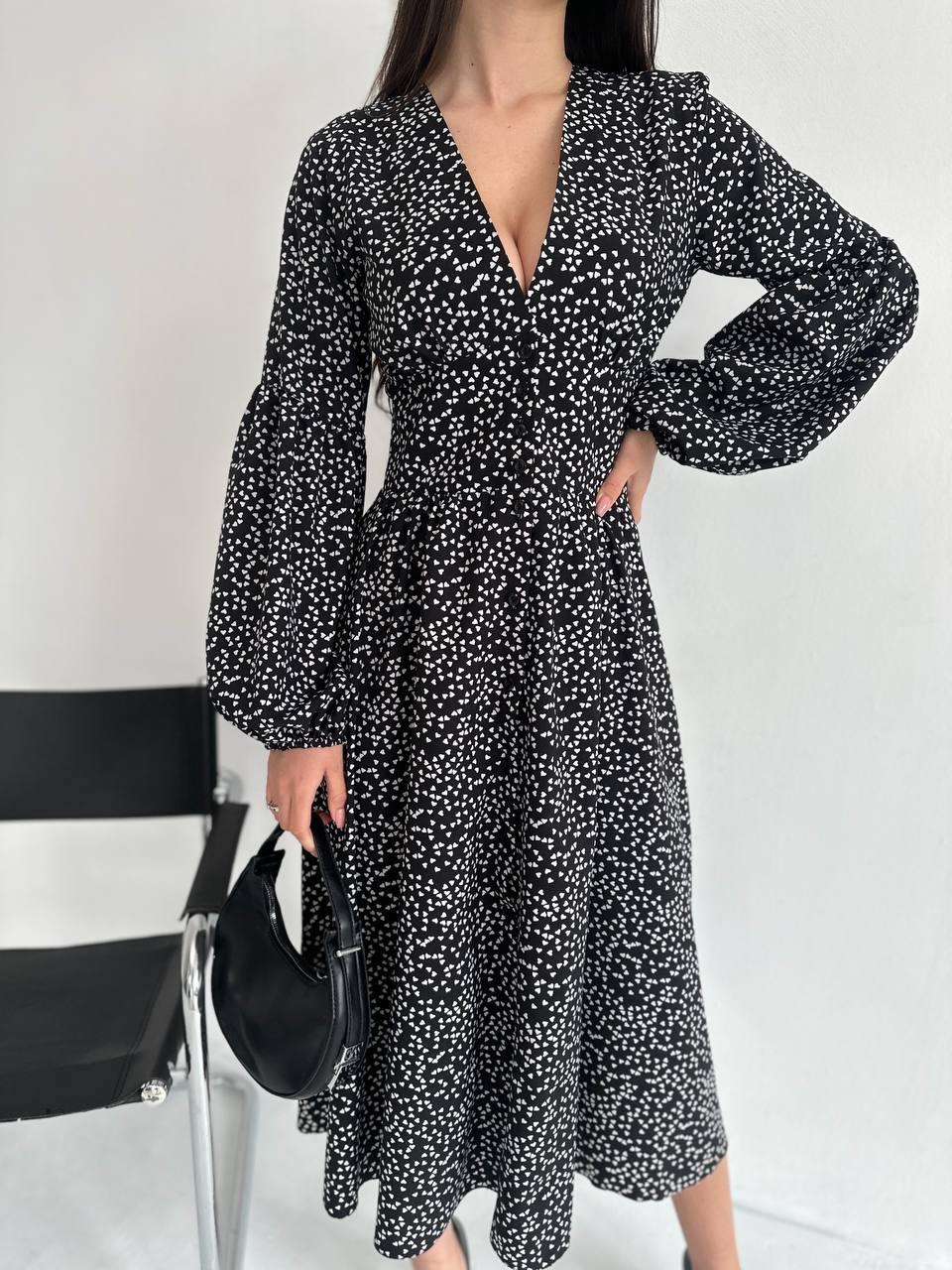 Сукня жіноча із софту принт сердечки довжина міді (Норма), фото 1