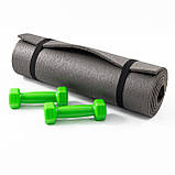 Килимок для йоги, фітнесу, спорту (йога мат, каремат) + гантелі для фітнесу 2шт по 0.5кг OSPORT Set 67 (n-0097) Сіро-салатовий, фото 2