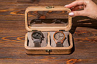 Скринька для чоловічого годинника з натурального дерева ручна робота на подарунок керівнику | Гравіювання на замовлення