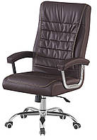 Крісло офісне екошкіра коричневе для керівника та працівників офісу для роботи за пк Турбо Мікс Меблі