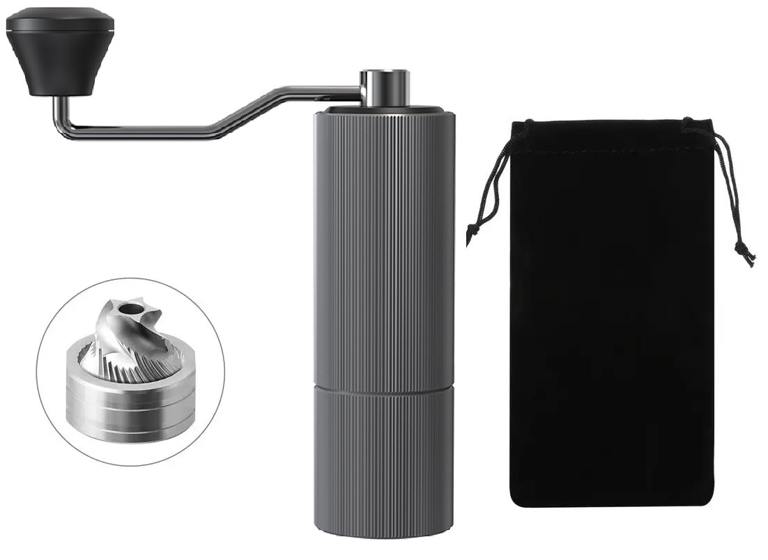 Ручна кавомолка JOQINEER Сталеві жорна з чохлом Gray