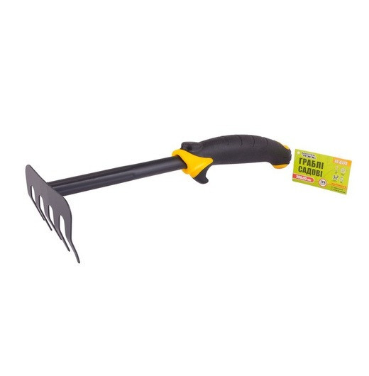Граблі садові MASTERTOOL 5 зубів з пластиковою ручкою і TPR покриттям 300х95 мм