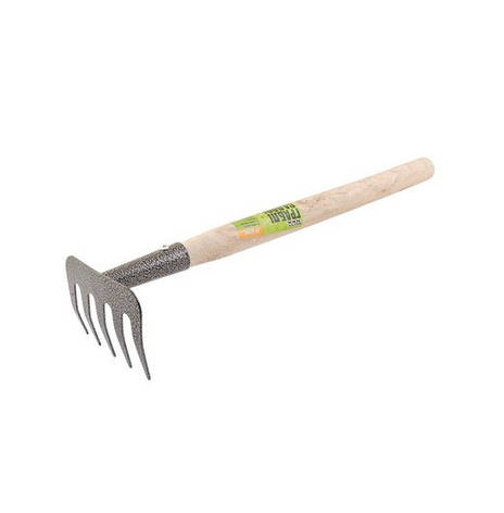 Граблі садові MASTERTOOL із подовженою дерев'яною ручкою, 5 зубів, 375х95 мм, фото 1