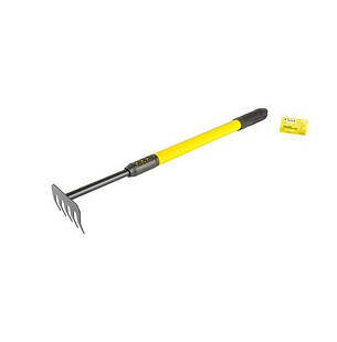 Граблі садові MASTERTOOL 5 зубів з телескопічною металевою ручкою та гумовим покриттям, 640-910х100 мм, фото 1