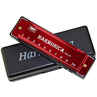 Губна гармошка Harmonica Блюзова металева червона Код:MS05