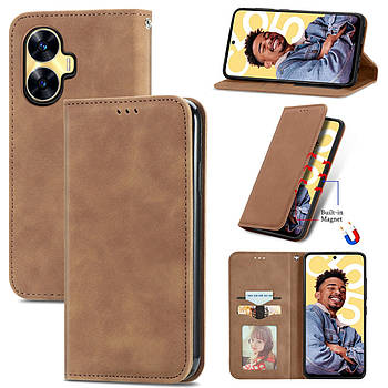 Чохол-книжка Skin Feel Leather Wallet для Realme C55 Brown