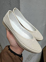 Балетки мокасини жіночі шкіряні молочні літніз перфорацією туфлі на низькому ходу