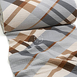 Тканина жатка (гофре) шириною 240 см "Сіро-коричнева геометрія" №5049