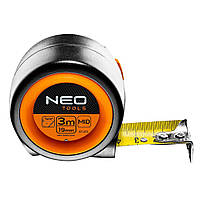 Neo Tools 67-213 Рулетка, компактная, стальная лента, 3 м x 19 мм, с фиксатором selflock, магнит Povna-torba