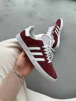 Бордовые замшевые мужские кроссовки Adidas Gazelle