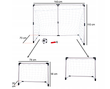 Дитячі футбольні ворота 2в1 143х110см або 74х56см, фото 3