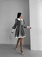 Женское стильное платье с принтом лео ткань: софт принт+коттон Мод. 1118
