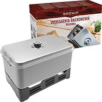 Коптильня дворівнева глибока Browin — з термометром, для м’яса, птиці та риби, до 5 кг, пальники, нержавійка