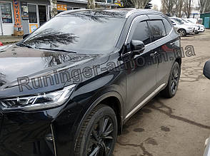 Дефлектори вікон (вітровики) з хромом молдингом Haval H6 2021-6 шт. (Uncle/Тайвань)