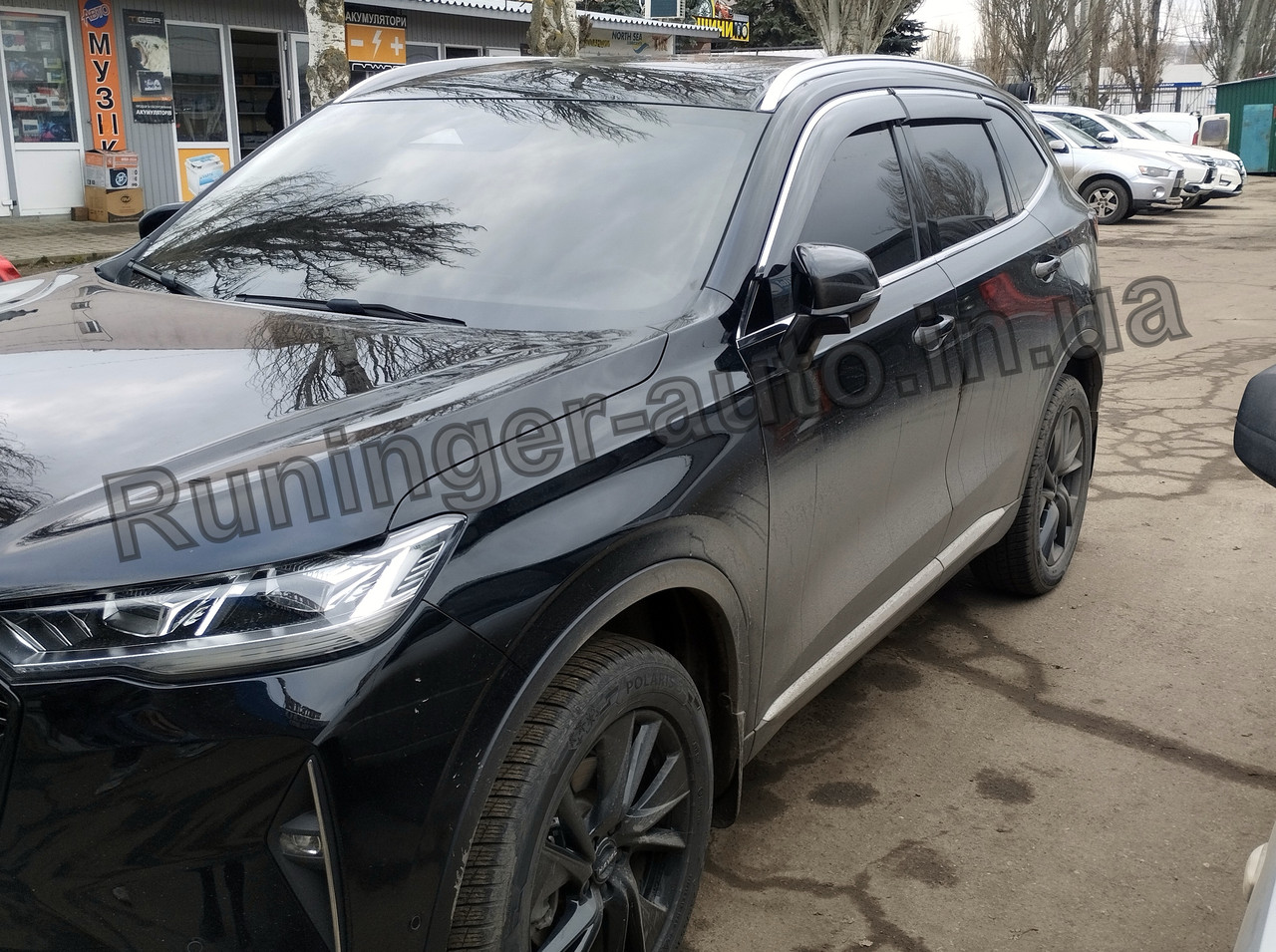 Дефлектори вікон (вітровики) з хромом молдингом Haval H6 2021-6 шт. (Uncle/Тайвань), фото 1