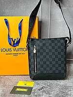 Чорна сумка Луї Віттон Чоловіча сумка через плече месенджер Louis Vuitton планшетка