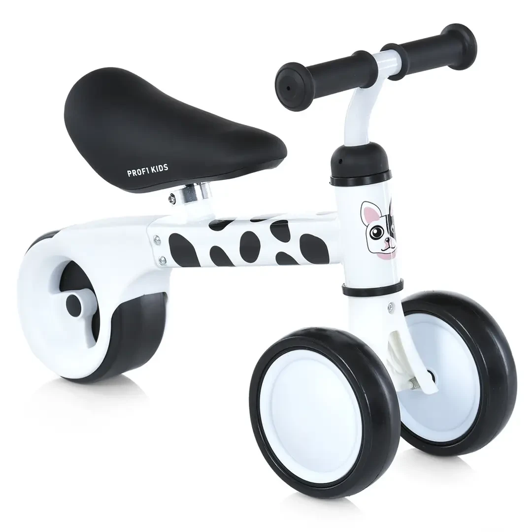 Велобіг дитячий PROFI KIDS 1018 колеса EVA, біло-чорний бульдог