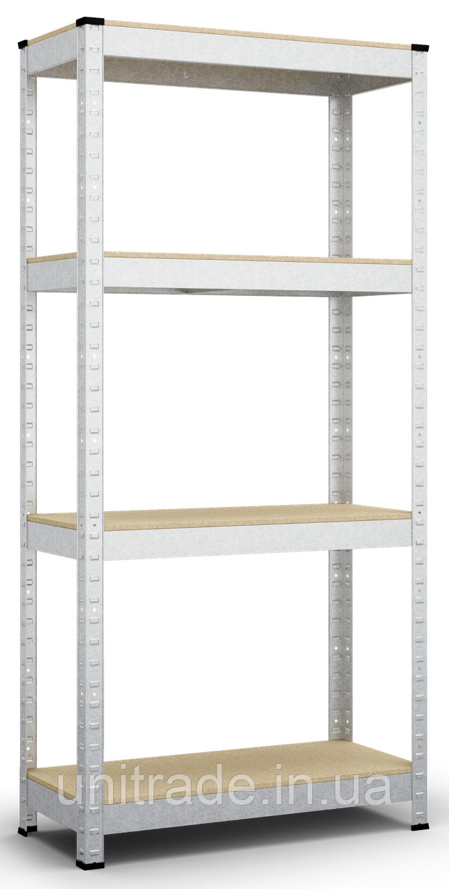 Стелаж Бюджет ОМ 1600х800х300 Міткас, 175 кг/полицю, 4 полиці, МДФ, оцинкований, металевий, на балкон