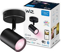 WiZ Светильник точечный накладной умный IMAGEO Spots, 1х5W, 2200-6500K, RGB, Wi-Fi, черный Povna-torba это