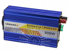 Інвертор синій корпус Lemanso LM40102 з 12VDC до 230V AC 500W 600VA, фото 5