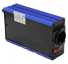 Інвертор синій корпус Lemanso LM40102 з 12VDC до 230V AC 500W 600VA, фото 4