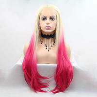 Парик ZADIRA белый блонд с розовыми концами женский длинный прямой xochu.com.ua