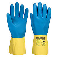Перчатки рабочие латексные с двойной обработкой Portwest A801, Жовто-блакитний, M