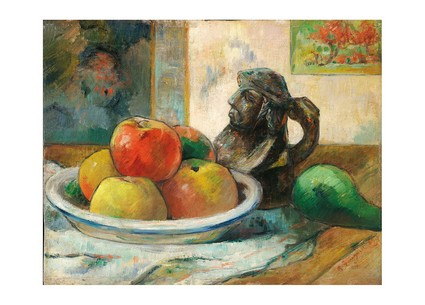 Листівка Paul Gauguin — Still Life with Apples, a Pear, and a Ceramic Portrait Jug, 1889