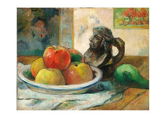 Листівка Paul Gauguin — Still Life with Apples, a Pear, and a Ceramic Portrait Jug, 1889