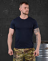 Тактическая синяя хлопковая футболка военное мужская дышащия футболка армейская зсу