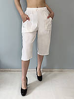 Бриджи женские хлопковые в больших размерах Капри яркие Батал Белый, XL(YP)