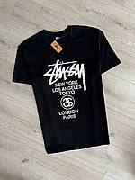 Чорна футболка Stussy люкс якості, Футболочка Стусі