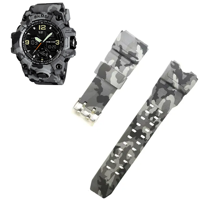 Ремінець на годинник Skmei 1155 сірий камуфляж БЕЗ НАЛОЖКИ!