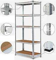 Стелаж Бюджет ОД 1800х750х400 Меткас, 175 кг/полицю, 5 полиць, ДСП, оцинкований, металевий, фото 5