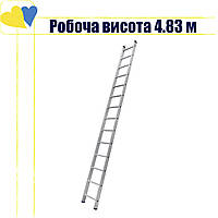 Алюминиевая односекционная приставная лестница на 14 ступеней универсальная