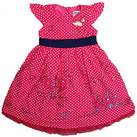 Нарядное летнее платье на девочку с коротким рукавом nova примерно 5-6 лет 116 рост розовое в горошек