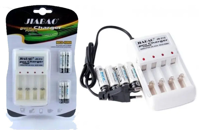 Зарядний пристрій з ААА акумуляторами Jiabao Digital Charger AA/AAA, заряджання для акумуляторних батарейок