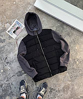 Демисезонная куртка с трикотажным рукавом черная графит на пуху весна осень черная Infinity курточка мужская
