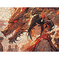 Средний Деревянный Пазл Woods Story Аниме (Девушка с огненным драконом) L
