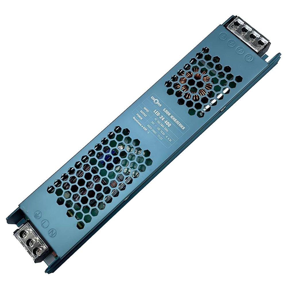 Блок живлення Biom 400W 24V 16,6A IP20 LED-24-400, для світлодіодних стрічок, вузький, компактний, негерметичний