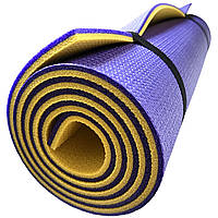 Каремат для йоги и фитнеса 1800х600х10мм, "Фитнес", двухслойный, фиолетовый/желтый, Турция