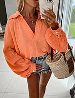 Женская стильная блузка, в стиле оверсайз, оранж