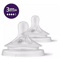 Philips Nipple Avent Silicone Natural Flow, middle flow 2pcs 3m+ (SCY964/02) (SCY964/02)