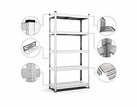 Стелаж Бюджет ОС 1800х900х600 Місяць, 150 кг/полка, 5 полиць, металева полиця, оцинкований, металевий, фото 2