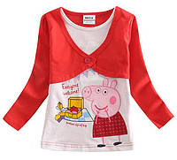 Детская кофта реглан на девочку с длинным рукавом свинка пеппа nova примерно 3-4 года 104 рост бело-красная